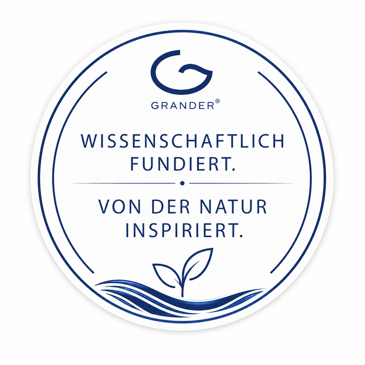 GRANDER Siegel: Wissenschaftlich fundiert. Von der Natur inspiriert.